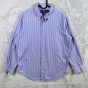 Ralph Lauren Button Down Shirt Men's Medium Purple Pink Stripe Easter Spring